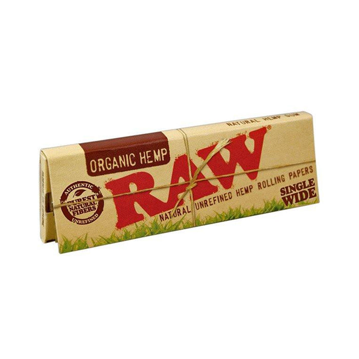 RAW Organic Hemp Single Wide Rolling Papers  (50 sheets per pack)