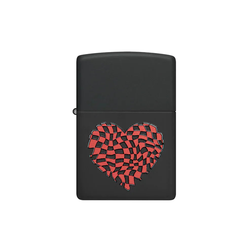 Zippo Lighter - Checkered Heart Design