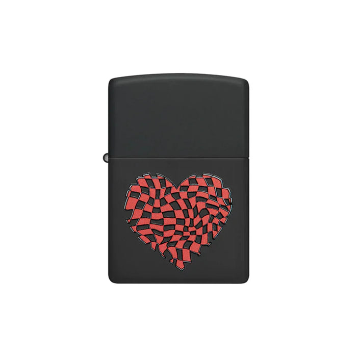 Zippo Lighter - Checkered Heart Design