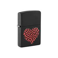 Zippo Lighter - Checkered Heart Design